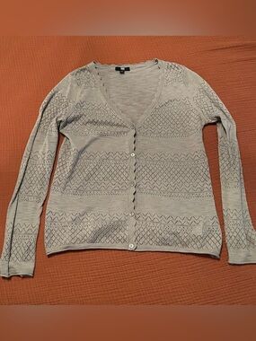 Frye Light Green Openwork Button-Front Cardigan